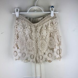 REBELLION Cream Lace Shorts